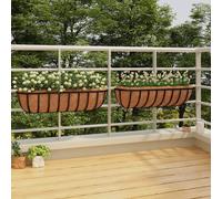 Paniers à plantes muraux 2 pcs. Insert en coco noir 61x19x16 cm Acier