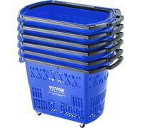 Paniers à provisions VEVOR, 6 pièces, chariot de 39 l avec poignées, panier à provisions roulant en plastique avec roues, grand set de paniers à provisions portable pour supermarchés, magasins de déta