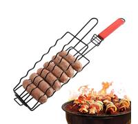 Paniers de Barbecue pour Grill, Support Barbecue avec Poignée en Bois, Panier Extérieur avec Présentation, Saucisses, Steak, Légumes, Viande, Poisson, Maison, Extérieur et Camping