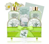 Paniers de cadeaux de bain pour femmes 9pc Cadeaux de spa jasmin Spa ensemble pour les femmes autonomes et corps relaxant le panier cadeau d'anni