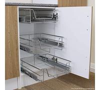 Paniers de Cuisine en Acier Kukoo - Rangement Pour Placard,Cabinet de 40 cm Largeur Gain d'Espace avec Système Coulissant avec Fermeture Amortie [Pack de 4] KIT Fixations INCLUS