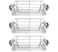 Paniers de Cuisine en Acier Kukoo - Rangement Pour Placard,Cabinet de 60 cm Largeur Gain d'Espace avec Système Coulissant avec Fermeture Amortie [Pack de 3] KIT Fixations INCLUS