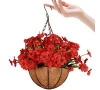 Paniers de fleurs violets à suspendre - Fleurs artificielles avec doublure en coco, artificielle décorative | Suspension réaliste pour pot de fleurs pour pelouse, balcon, terrasse, extérieur,