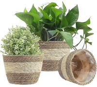 Paniers de jardinière en jonc de mer, pots de fleurs tissés pour intérieur et extérieur ¿ Paniers de rangement pour jardinières, contenants pour plantes, décoration intérieure