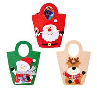 Paniers De Noël En Feutre | Sacs Réutilisables En Tissu Festif Pour Bonbons Biscuits Et Collations, Ensemble De 3 Sacs Cadeaux - Pour Fête D’ École Événement Anniversaire Soirée Halloween