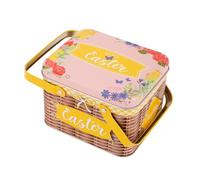 Paniers de Pâques - Boîte à bonbons en fer et en métal avec couvercle et poignée | Porte-friandises au chocolat en fer blanc robuste, conteneur de stockage élégant, bas de vacances pour fêtes, décorat