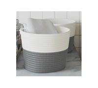 Paniers de Rangement Corbeilles Cuisine Salon 2 pcs Gris et Blanc Coton vidaXL