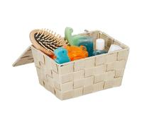 Paniers de rangement corbeille tressée panier décoratif 1,8 L beige plastique