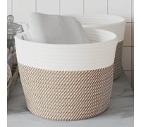 Paniers de Rangement Corbeilles Cuisine Salon 2 pcs Gris et Blanc Coton vidaXL