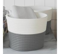 vidaXL Paniers de rangement 2 pcs gris et blanc Ø24x18 cm coton