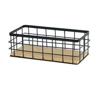 Paniers de rangement de fil avec base en bois Rectangulaire Bureau mural Panier en métal de couleur Couleur solide minimaliste Paniers lourds pour la cuisine pour salle de bain Home Kitchen Tools