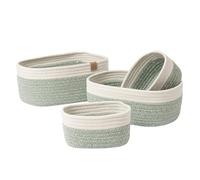 Paniers de rangement en corde LA JOLIE MUSE, petits paniers en coton tressé pour étagère de salle de bain, ensemble de 4 paniers décoratifs, vert lierre