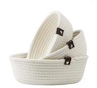 Paniers de Rangement en Coton - Lot de 3 Paniers Organisateurs Multiusage pour Bébé, Salle de Bain et Cuisine - Paniers pour Table à Langer, Jouets et Cosmétiques - ASTER HOME (Blanc)