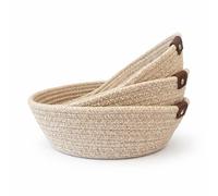 Paniers de Rangement en Coton - Lot de 3 Paniers Organisateurs Multiusage pour Bébé, Salle de Bain et Cuisine - Paniers pour Table à Langer, Jouets et Cosmétiques - ASTER HOME (Beige)