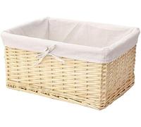 Paniers De Rangement en Osier Tissé à La Main, Récipient D’Organisation Rectangulaire avec Doublures Amovibles, Paniers D’étagères Idéaux pour La Cuisine, La Sall, Natural Color, M