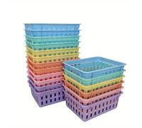 Paniers de rangement en plastique pour Macaron, boîtes de rangement carrées multifonctions pour bureau, salles de ureaux, salles d'étude, Organization de tiroirs Macaron-6pcs