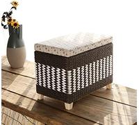 Paniers de rangement en rotin faits à la main - Coffre ottoman en osier avec cadre en bois massif, solution de rangement élégante marron pour le salon, 80 x 30 x 40 cm, parfaits pour nizing et