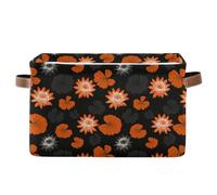 Paniers de rangement Ghothic Water Lily Noir et Orange Paniers pliables et imperméables avec poignée robuste Sacs Decoraciones Lot de 2 pour garage cajones para