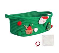 Paniers De Rangement - Panier De Rangement En Corde De Coton, Panier Tissé De Noël Avec Poignées, Solution De Rangemeent Décorative | Organisateur De Jouets Pour La Maison, Salle De Jeux, Sa