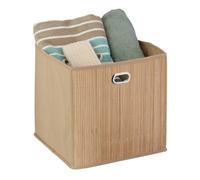 Relaxdays 2X paniers de Rangement Bambou, Corbeille de Salle de Bain carrée, boîte Haute, 31 x 31 x 31 cm, Pliable, Nature