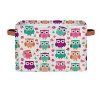 Paniers de rangement pour étagères, bacs de rangement en tissu avec poignées, motif hibou, boîtes de rangement pour organiser vêtements, jouets, livres