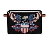 Paniers de rangement pour étagères, drapeau des États-Unis, aigle, impression artistique, bacs de rangement en tissu avec poignées, boîtes de rangement pour organiser vêtements, jouets, livres