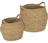 Paniers de rangement Rebecca Mobili Parota 35x35x35 jonc de mer brun Boho SET 2 pièces