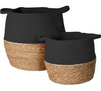 Paniers de rangement Rebecca Mobili Warda 35x35x35 jonc de mer coton brun noir Boho SET 2 pièces