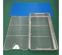 Paniers de Stérilisation Des Instruments avec Tapis de Silicone, Panier en Maille en Acier Inoxydable 304 Médical avec Couvercle, Étui de Nettoyage Pour Lavage Des Instruments Chirurgicaux, Plateau d