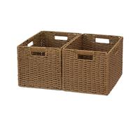 Paniers d'étagère, paniers de rangement, ingrédients naturels pliables en corde de papier pour l'organisation, baskets robustes avec poignées, organiseurs de fermeture et de étagère, baskets pliables