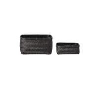 Paniers en bambou noir, lot de 2, rectangulaire - Bloomingville, Donia - 24x24x12 cm