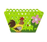Paniers en feutre pour Pâques avec motif lapin et poulet, adaptés pour organiser des chocolats, des bonbons et des petits articles lors de fêtes (vert)