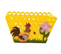 Paniers en feutre pour Pâques avec motifs lapin et poulet, adaptés pour organiser des chocolats, des bonbons et des petits articles lors de fêtes (jaune)