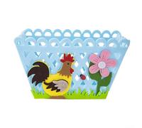 Paniers en feutre pour Pâques avec motifs lapin et poulet, adaptés pour organiser des chocolats, des bonbons et des petits articles lors de fêtes (bleu)