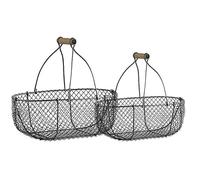 AUBRY GASPARD Paniers en grillage vieilli et bois (Lot de 2)