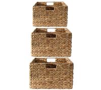 Paniers en jacinthe d'eau avec armature métal - Lot de 3 - Beige - 45 cm X 33 cm X 20 cm - CALICOSY