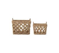 Paniers en jacinthe d'eau beige, lot de 2, rectangulaire - Bloomingville, Sadia - 36x46x40 cm