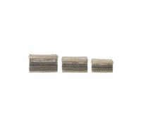 Paniers en jonc de mer beige, avec couvercle, lot de 3, rectangulaire - Bloomingville, Sabel - 34x46x25 cm