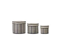 Paniers en jonc de mer et feuilles de palmier noir, lot de 3, cylindrique - Bloomingville, Islim - Ø30 cm H25 cm