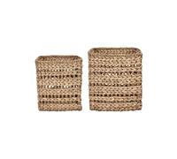Paniers en jonc de mer naturel beige, lot de 2, forme cube - House Doctor, Ramla - 30x30x35 cm