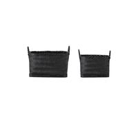 Paniers en jonc de mer noirs, lot de 2, rectangulaires, 2 anses, tailles différentes - Bloomingville, Carmil - 22x32x23 cm
