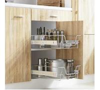 Paniers métalliques coulissants - vidaXL - Argenté - Fil d'acier chromé - 45 cm - Capacité 15 kg - 2 pièces