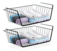 Paniers suspendus sous étagère VILDE - Métal noir - 40,5x26,5x14,5 cm - Rangement pratique