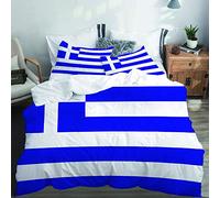 PANILUR Parure de lit,Drapeau de la Grèce,Housse de Couette et taies d'oreiller Microfibre avec Fermeture éclair 140x200cm