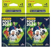 Panini Foot 2024 Ligue 1 Uber Eats Blister 13 Pochettes + 1 Offerte (Lot de 2)