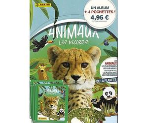 Panini Le Monde des Animaux - Les Records Album + 4 Pochettes