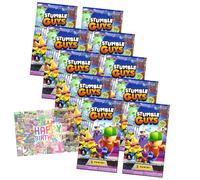 Panini Stumble Guys Lot de 10 cartes à collectionner Série 2 - Cartes à collectionner - 10 boosters + carte d'anniversaire exclusive