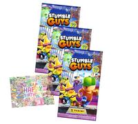 Panini Stumble Guys Lot de 3 cartes à collectionner Série 2 - Cartes à collectionner - 3 boosters + carte d'anniversaire exclusive