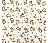 Panini Tessuti, Coton Petits ours Fond Blanc OEKO-TEX signé Sandwiches Tissus - Vêtements, Meubles, Patchwork - Vendu au demi-mètre linéaire