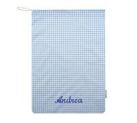 Panini Tessuti Sac pochon Personnalisable pour crèche ou Maternelle - 100% Coton, Fermeture par Cordon, Taille 46x60 cm, Porte-Habits pour garçons et Filles. Made in Italy. Square Bleu Fantaisie